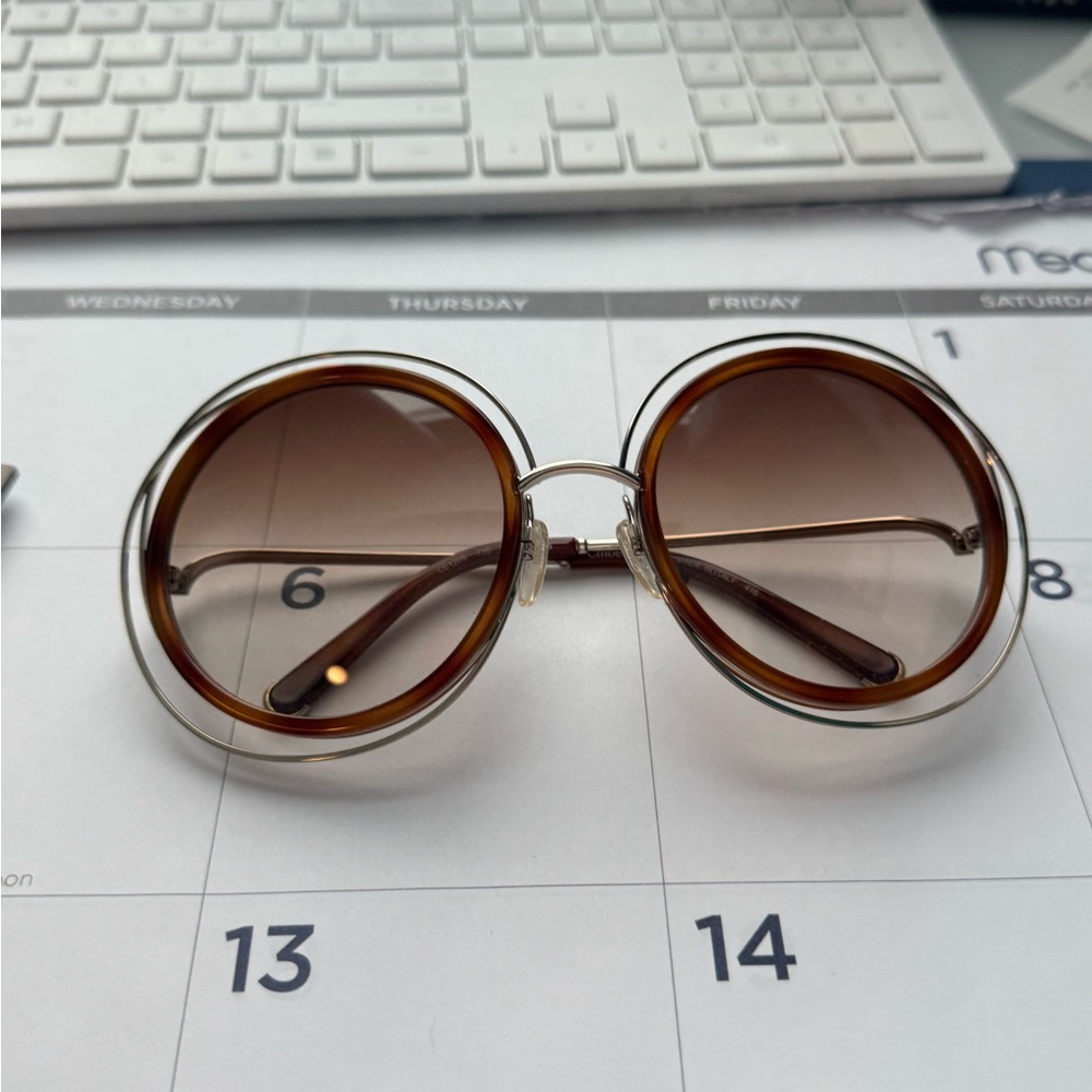Chloé Round Gold Gradient Sunglasses